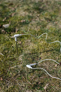 Piquet de terre Earthle planté dans l'herbe avec le câble de mise à la terre