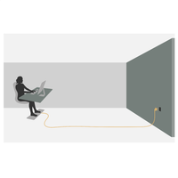 Illustration d'un poste de travail relié à la prise par le câble de mise à la terre